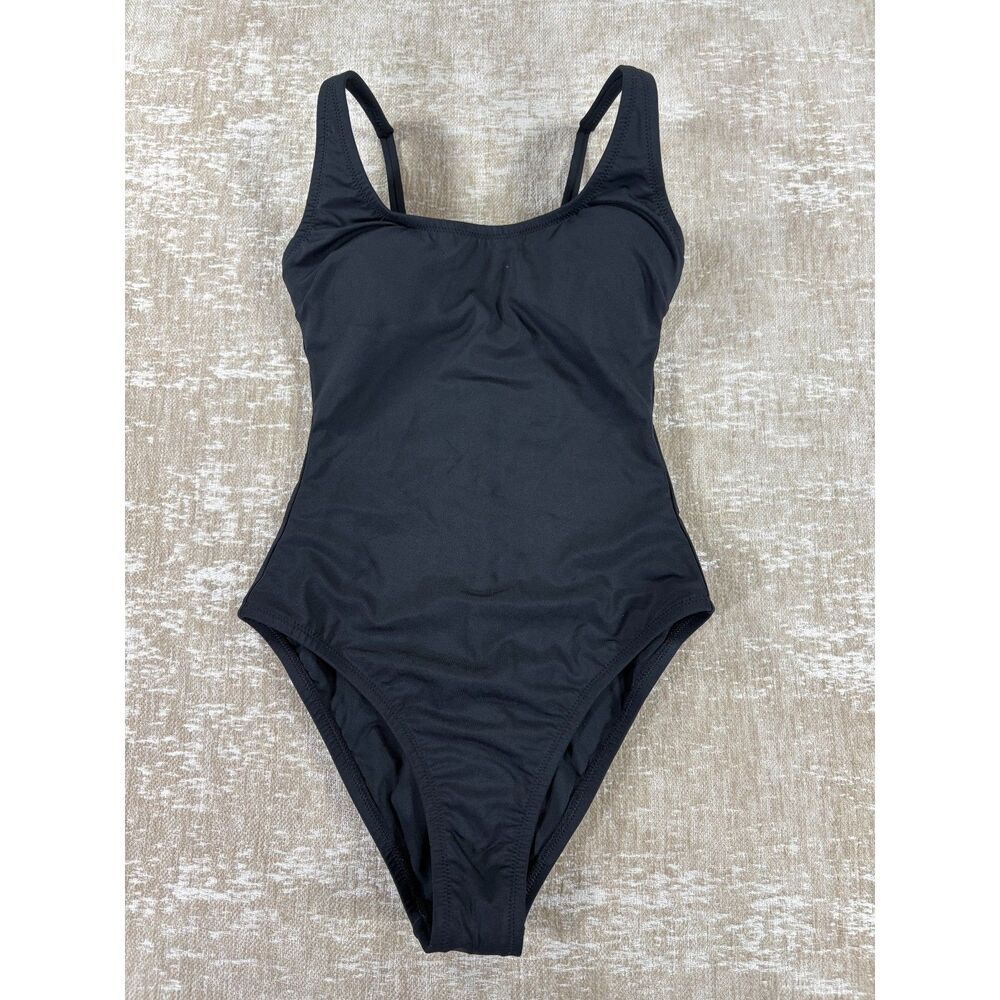 NWT Shade & Shore Black Scoop Neck One Piece Swimsuit XS